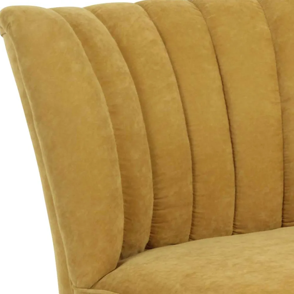 Wohnen Retro Möbel|Sessel & Hocker*Velours Sessel in Maisgelb und Buche - Barack