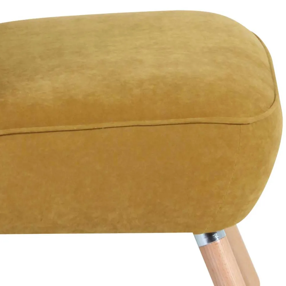 Wohnen Retro Möbel|Sessel & Hocker*Velours Sessel in Maisgelb und Buche - Barack