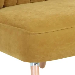 Wohnen Retro Möbel|Sessel & Hocker*Velours Sessel in Maisgelb und Buche - Barack