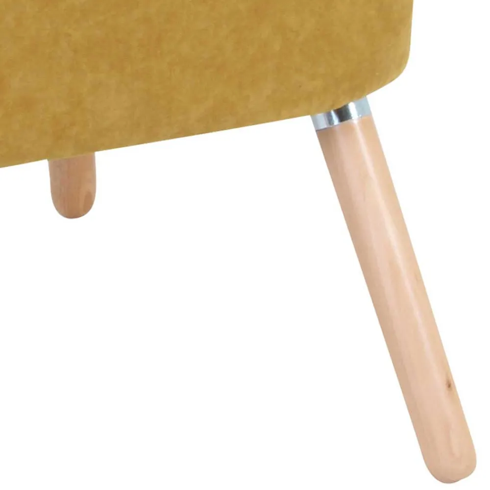 Wohnen Retro Möbel|Sessel & Hocker*Velours Sessel in Maisgelb und Buche - Barack