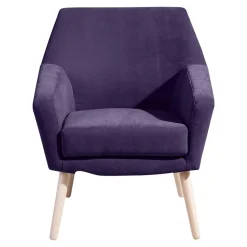 Wohnen Retro Möbel|Sessel*Velours Sessel in Violett und Buche Natur - Cunnar