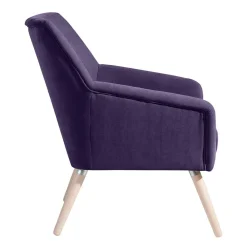 Wohnen Retro Möbel|Sessel*Velours Sessel in Violett und Buche Natur - Cunnar