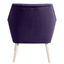 Wohnen Retro Möbel|Sessel*Velours Sessel in Violett und Buche Natur - Cunnar