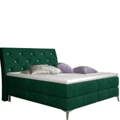 Wohnen Velours Stauraumbett in Dunkelgrün - Kasandros