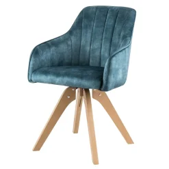 Wohnen Bürostühle*Velours Tischsessel in Blau Petrol - Vitalrov (2er Set)