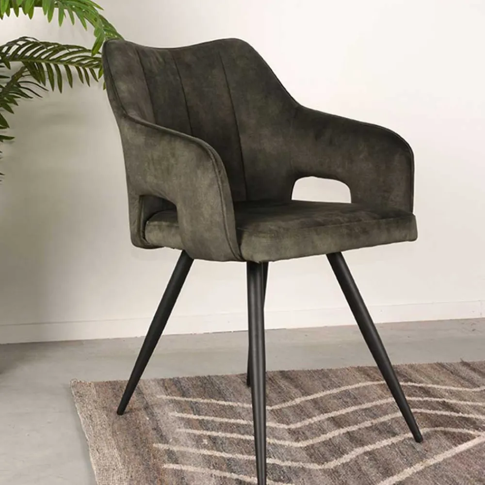 Wohnen Schwarze Möbel|Retro Möbel*Velours Tischsessel in Dunkelgrün - Clarendon