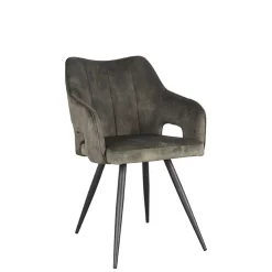 Wohnen Schwarze Möbel|Retro Möbel*Velours Tischsessel in Dunkelgrün - Clarendon