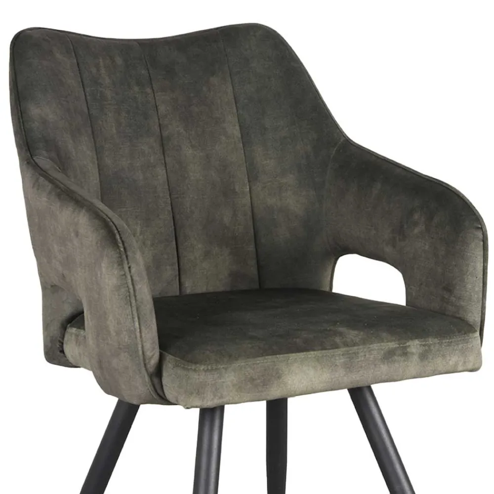 Wohnen Schwarze Möbel|Retro Möbel*Velours Tischsessel in Dunkelgrün - Clarendon