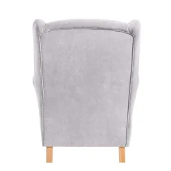 Wohnen Sessel & Hocker*Velours-Ohrensessel in Silbergrau und Buche - Jiletta