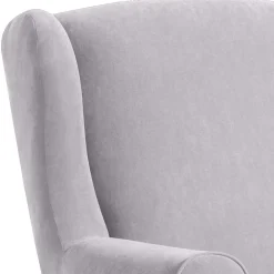 Wohnen Sessel & Hocker*Velours-Ohrensessel in Silbergrau und Buche - Jiletta