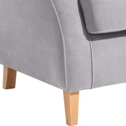 Wohnen Sessel & Hocker*Velours-Ohrensessel in Silbergrau und Buche - Jiletta