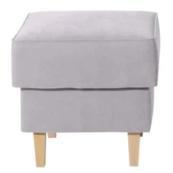 Wohnen Sessel & Hocker*Velours-Ohrensessel in Silbergrau und Buche - Jiletta