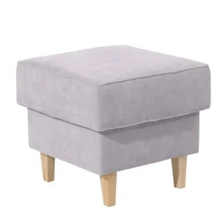 Wohnen Sessel & Hocker*Velours-Ohrensessel in Silbergrau und Buche - Jiletta