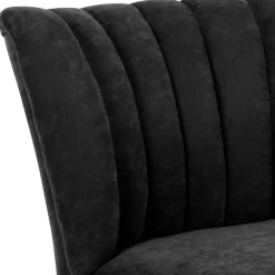 Wohnen Retro Möbel|Sessel*Velours-Sessel in Schwarz und Buche Natur - Avenzas