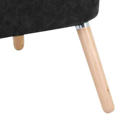 Wohnen Retro Möbel|Sessel*Velours-Sessel in Schwarz und Buche Natur - Avenzas