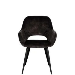 Wohnen Skandinavische Möbel*Velours-Stühle in Anthrazit - Hauke (2er Set)