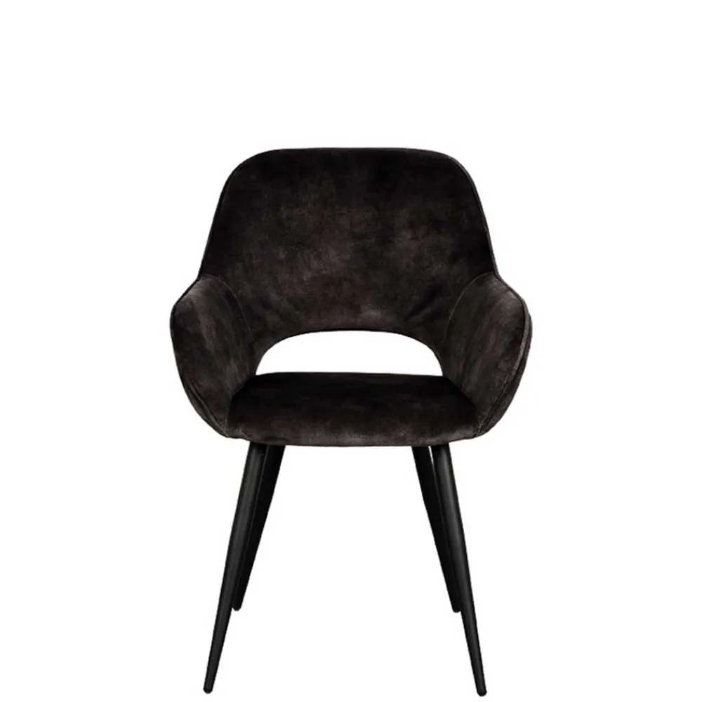 Wohnen Skandinavische Möbel*Velours-Stühle in Anthrazit - Hauke (2er Set)