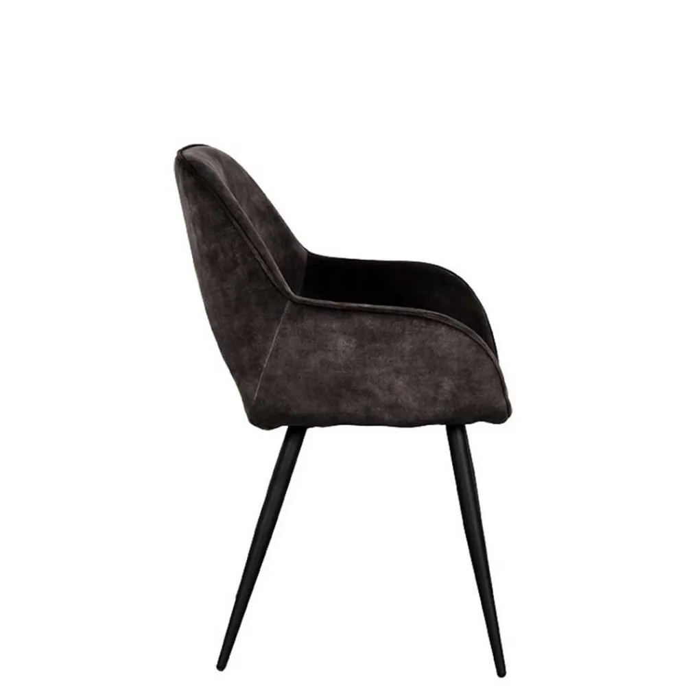 Wohnen Skandinavische Möbel*Velours-Stühle in Anthrazit - Hauke (2er Set)