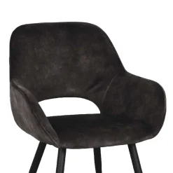 Wohnen Skandinavische Möbel*Velours-Stühle in Anthrazit - Hauke (2er Set)