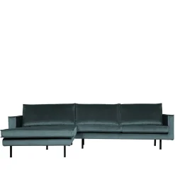 Wohnen Velvet Polsterecke in Petrol & Schwarz - Fledos