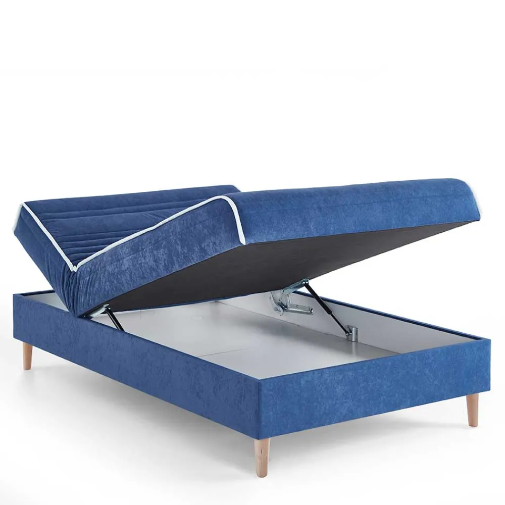 Wohnen Betten|Betten*Verstellbare Daybed Polsterliege in Blau Samt - Blackbird