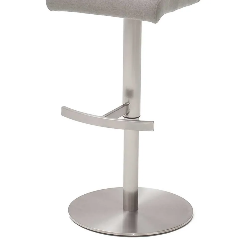 Wohnen Sessel & Hocker*Verstellbarer Barstuhl in Hellgrau Stoff Lergavano mit Tellerfuß Edelstahl
