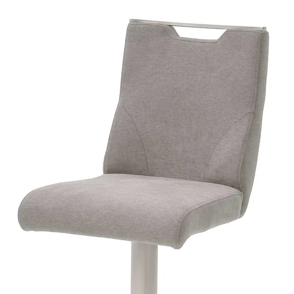 Wohnen Sessel & Hocker*Verstellbarer Barstuhl in Hellgrau Stoff Lergavano mit Tellerfuß Edelstahl