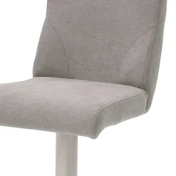 Wohnen Sessel & Hocker*Verstellbarer Barstuhl in Hellgrau Stoff Lergavano mit Tellerfuß Edelstahl