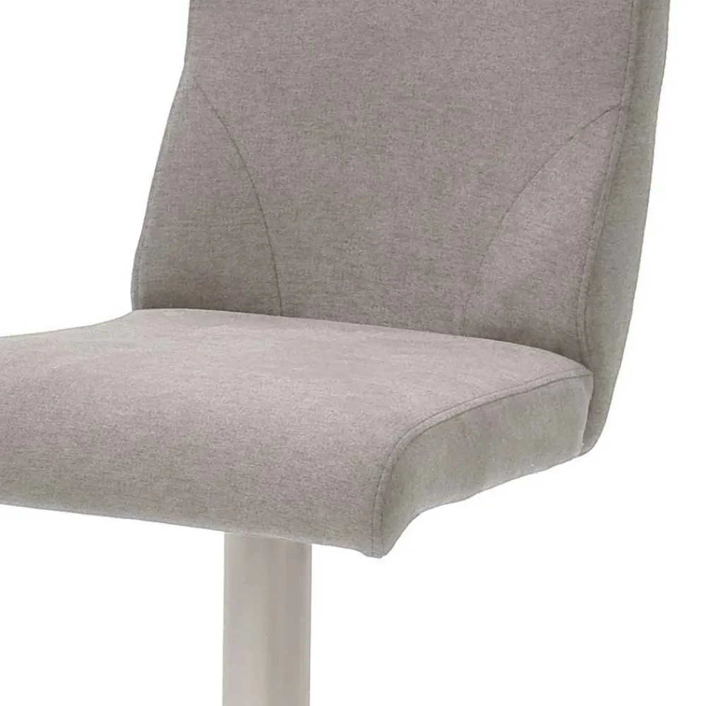 Wohnen Sessel & Hocker*Verstellbarer Barstuhl in Hellgrau Stoff Lergavano mit Tellerfuß Edelstahl