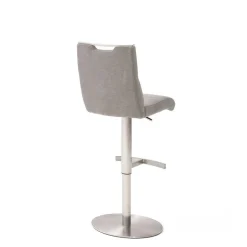 Wohnen Sessel & Hocker*Verstellbarer Barstuhl in Hellgrau Stoff Lergavano mit Tellerfuß Edelstahl
