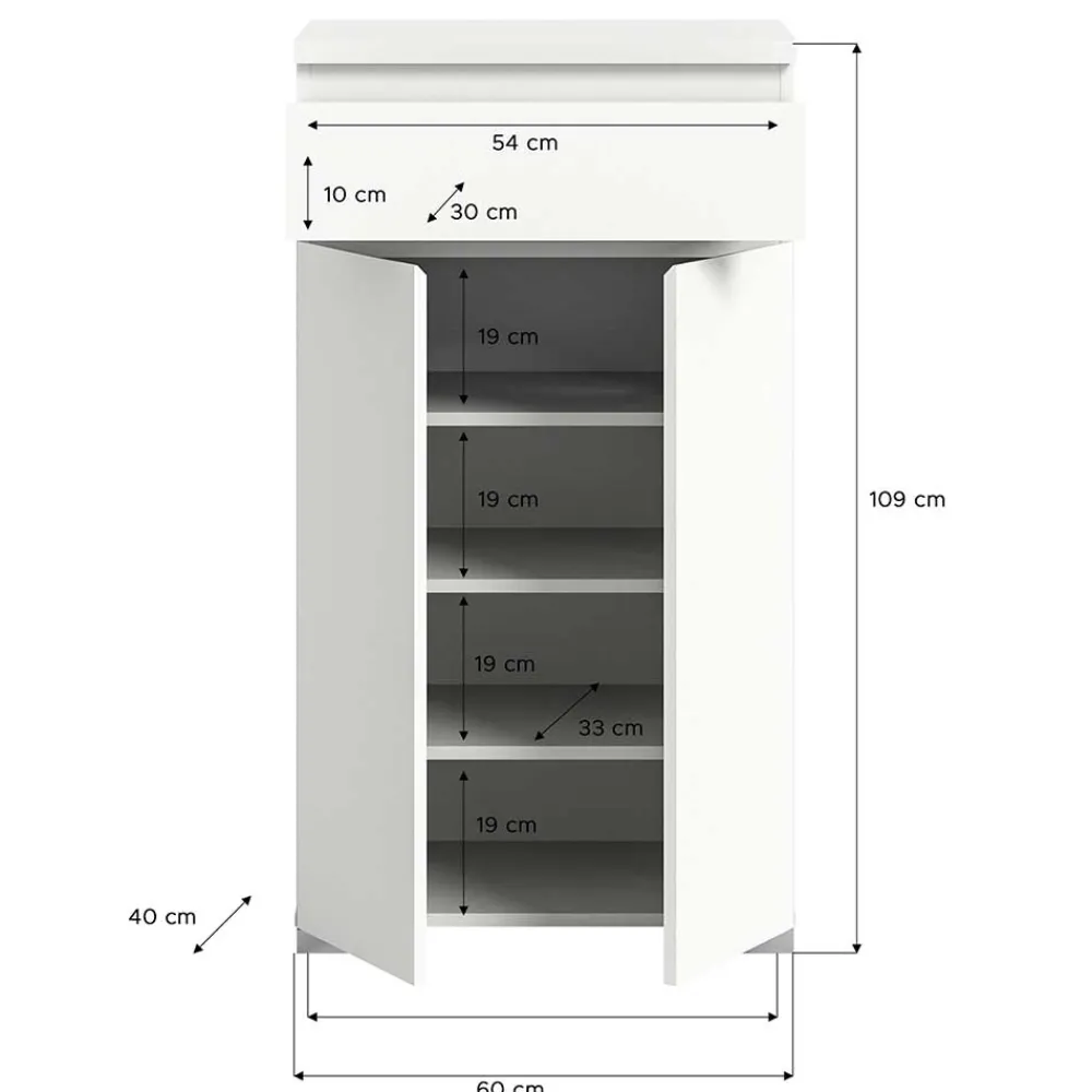 Wohnen Vertiko für Schuhe in Weiß mit Dunkelgrau - Suad