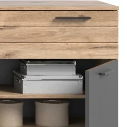 Wohnen Schuhschränke*Vertiko Schuhkommode in Wildeiche NB & Grau - Depart