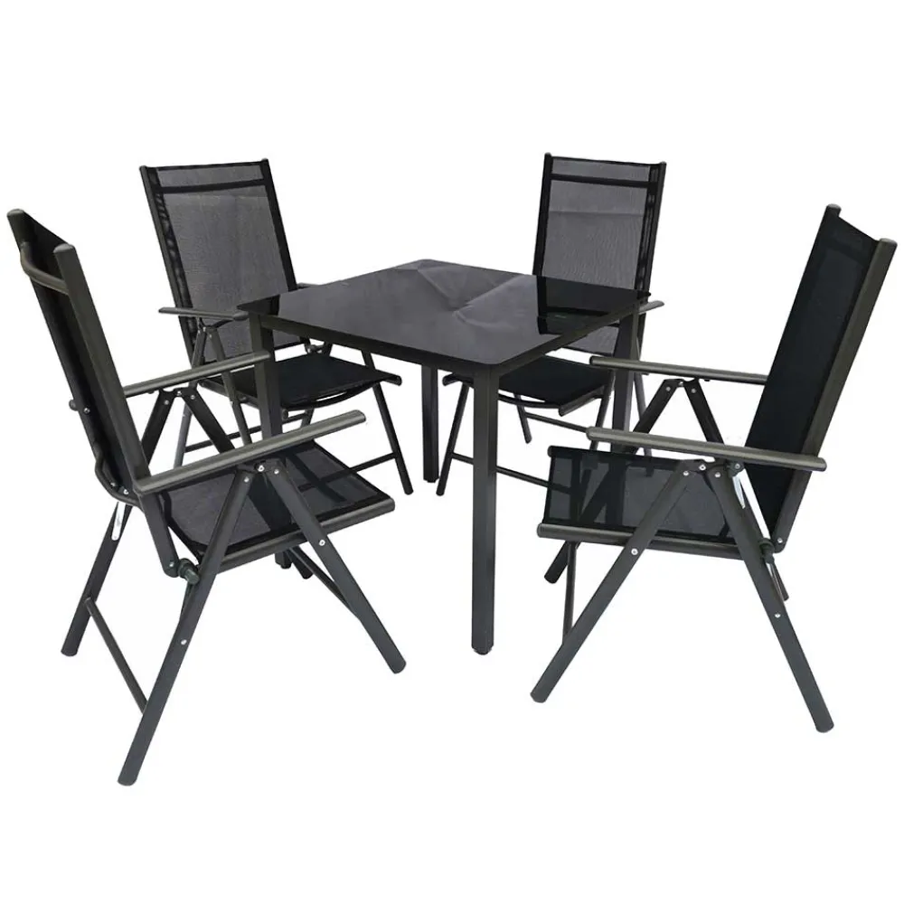 Wohnen Vier Hochlehner & Gartentisch Set - Cadiz (fünfteilig)