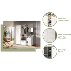 Wohnen Vierteiliges Garderobenmöbel Set in modernem Design - Rugova