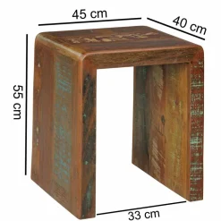 Wohnen Shabby Chic Möbel|Landhausmöbel*Vintage Beistelltisch Dencig aus Altholz mehrfarbig