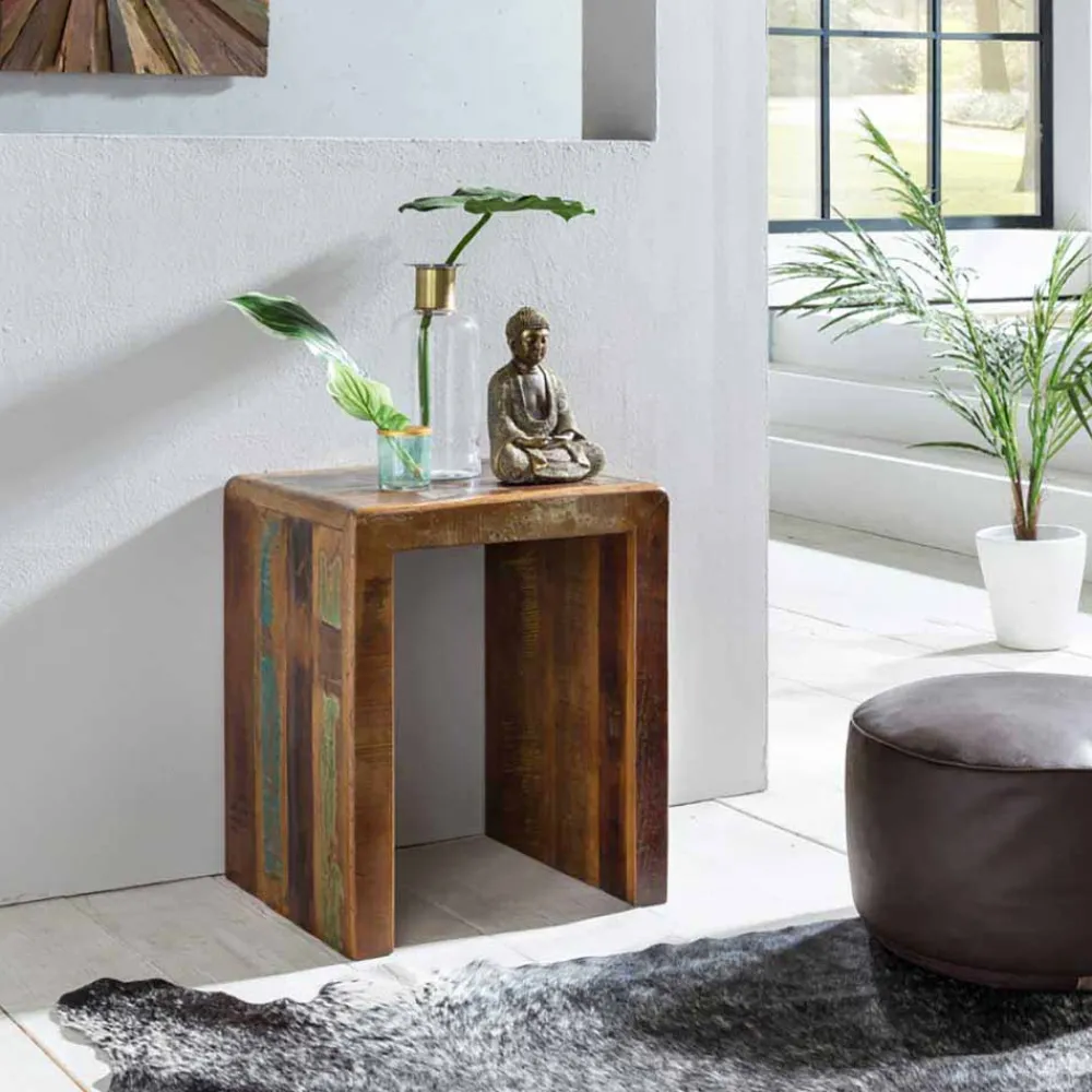 Wohnen Shabby Chic Möbel|Landhausmöbel*Vintage Beistelltisch Dencig aus Altholz mehrfarbig