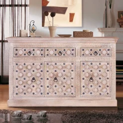 Wohnen Vintage Design Anrichte in White Wash - Uladan