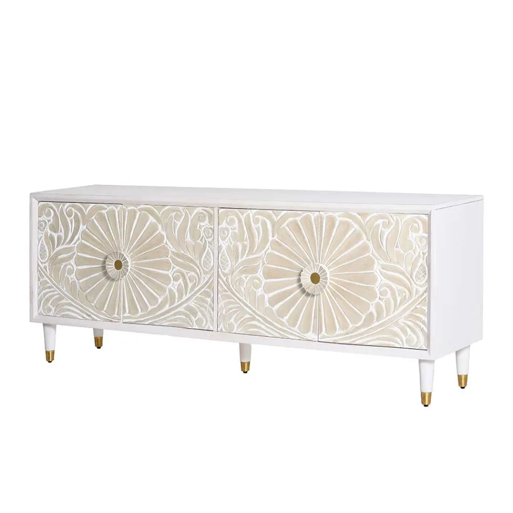 Wohnen Vintage Design Lowboard aus Mango Massivholz - Triboot