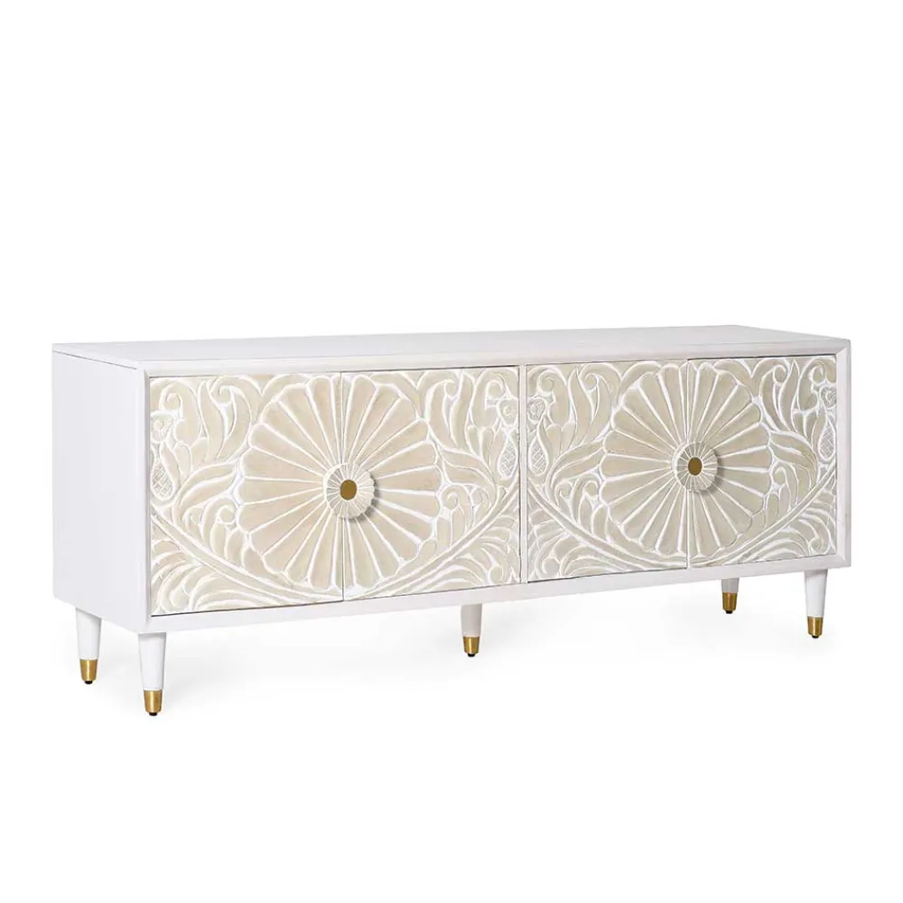 Wohnen Vintage Design Lowboard aus Mango Massivholz - Triboot