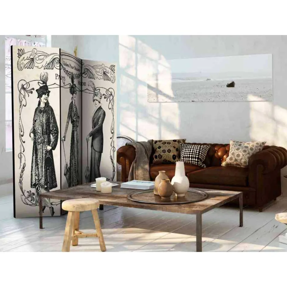 Wohnen Schwarze Möbel|Weiße Möbel*Vintage Design Paravent Damenmode 1914 - Malentra