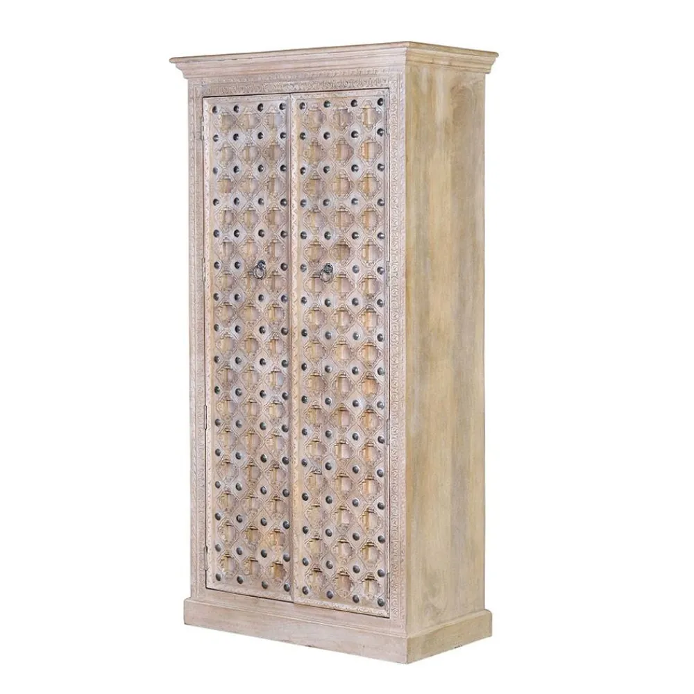 Wohnen Vintage Design Schrank in White Wash - Uladan