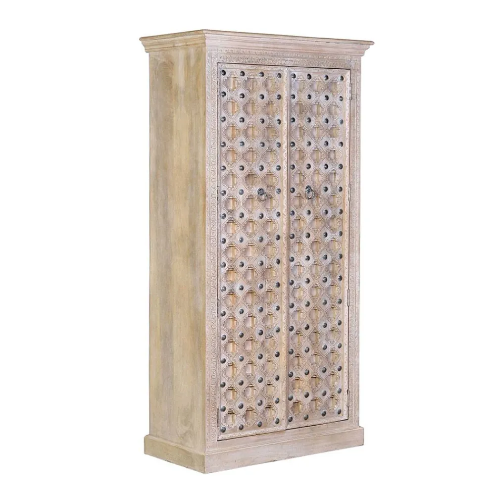 Wohnen Vintage Design Schrank in White Wash - Uladan