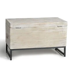 Wohnen Holztruhen*Vintage Design Truhe aus Mangoholz White Wash - Fudorus