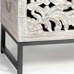 Wohnen Holztruhen*Vintage Design Truhe aus Mangoholz White Wash - Fudorus