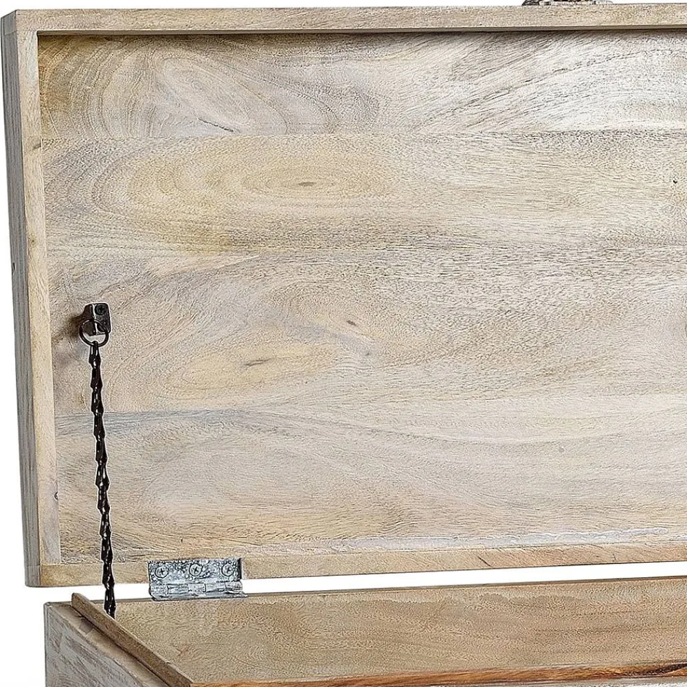 Wohnen Holztruhen*Vintage Design Truhe aus Mangoholz White Wash - Fudorus