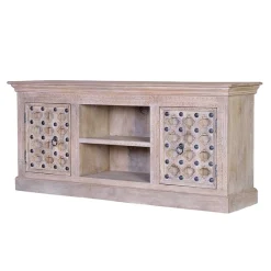 Wohnen Vintage Design TV Kommode in White Wash - Uladan