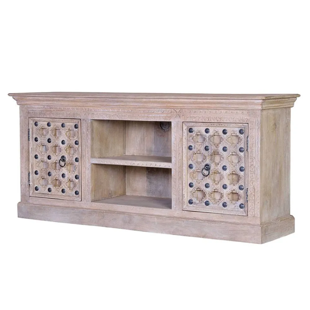 Wohnen Vintage Design TV Kommode in White Wash - Uladan