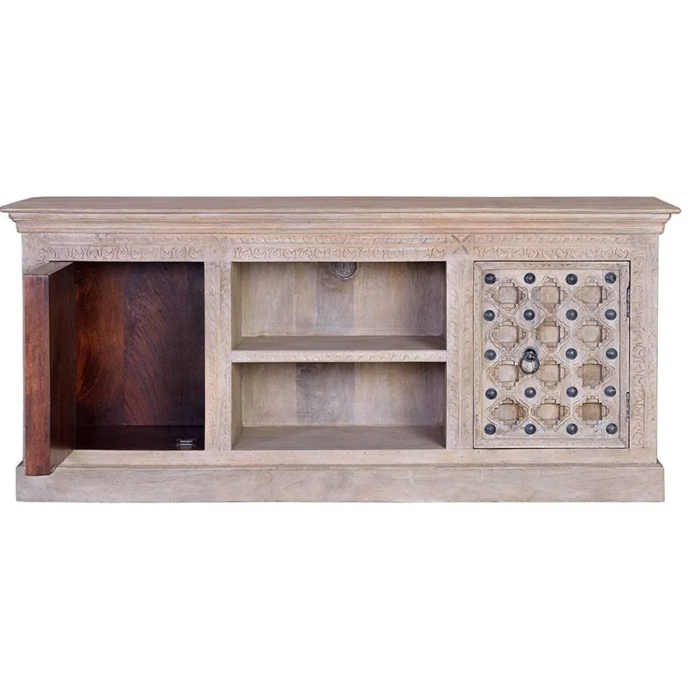 Wohnen Vintage Design TV Kommode in White Wash - Uladan