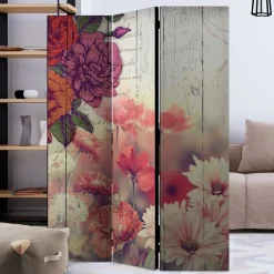 Wohnen Vintage Druck Paravent mit Blumen Grafik & Foto - Price