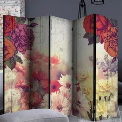 Wohnen Vintage Druck Paravent mit Blumen Grafik & Foto - Price